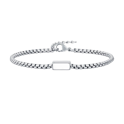 Custom Family Name Tube Bracelet – Personalized Stainless Steel Gift for Dad