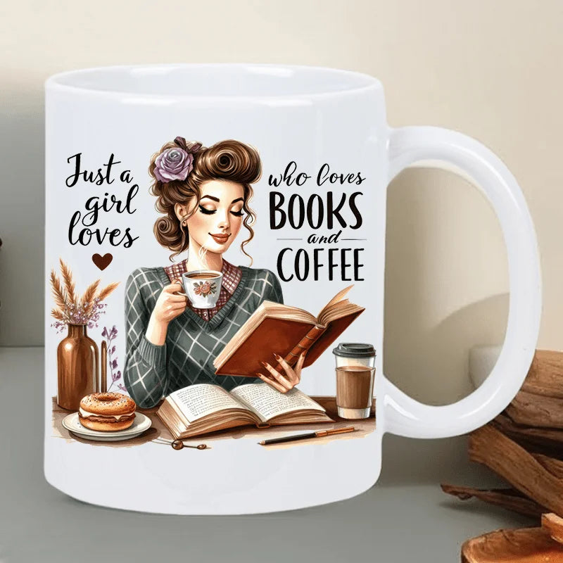 Book Lover Ceramic Coffee Mug Just a Girl Who Loves Books Quote
