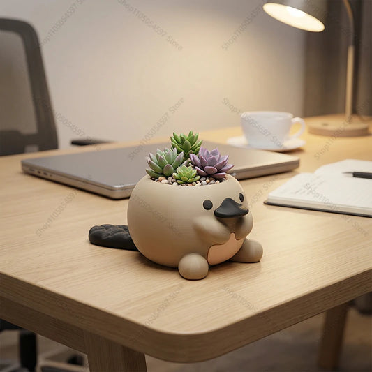 Cute Platypus Planter 3D Printed Succulent Pot Desk Decor Gift