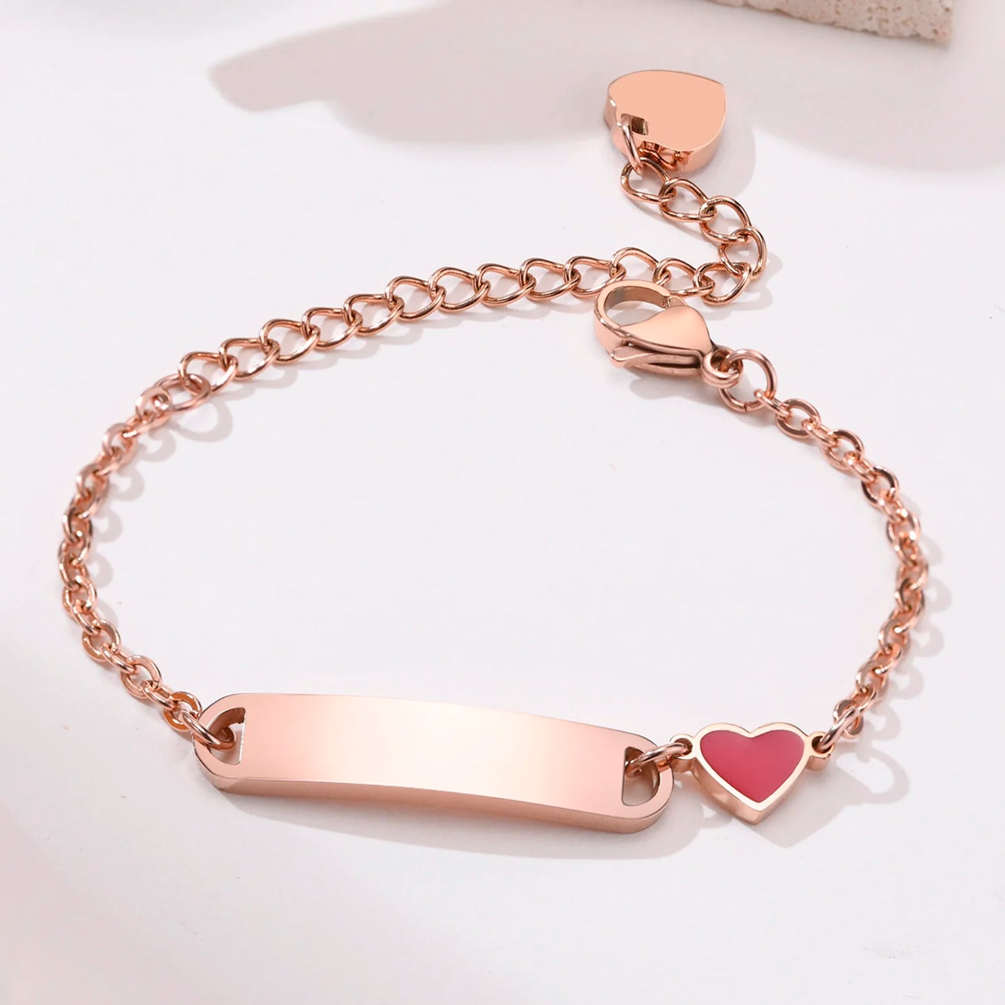 Personalized Baby ID Bracelet – Custom Stainless Steel Heart Chain