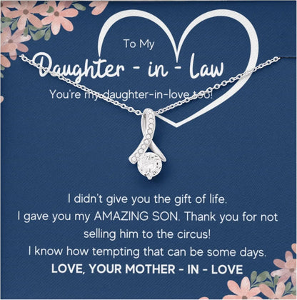 Daughter-in-Law Gift Necklace – Honor Pendant with Message Card & Box
