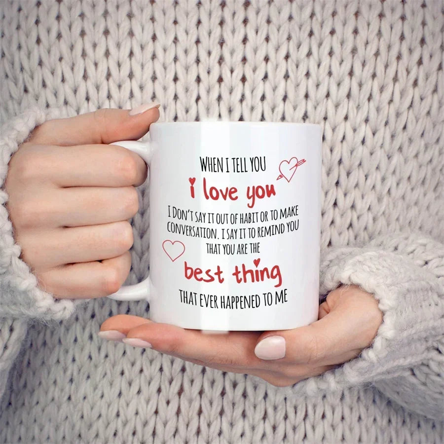 11oz Ceramic Love Coffee Mug Gift for Boyfriend or Girlfriend