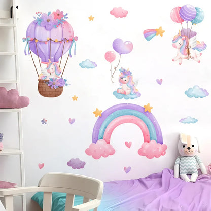 Rainbow Unicorn Wall Decal - Removable PVC Sticker for Kids’ Room