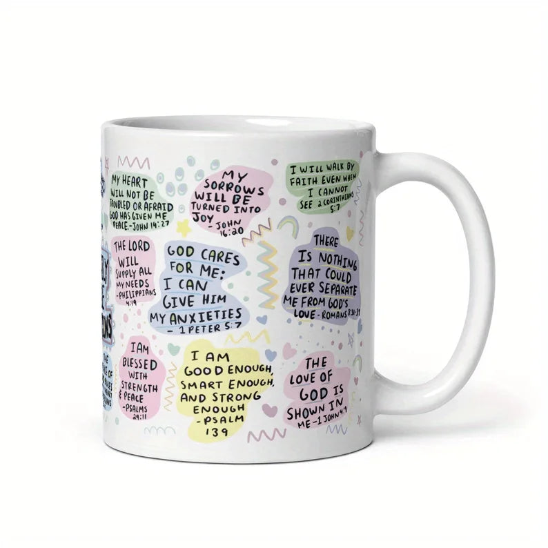 11oz Christian Coffee Mug with Bible Verses and Scripture Design
