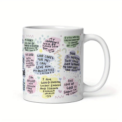11oz Christian Coffee Mug with Bible Verses and Scripture Design