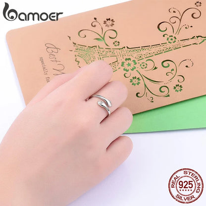 Hug Ring - 925 Sterling Silver Adjustable Open Love Band