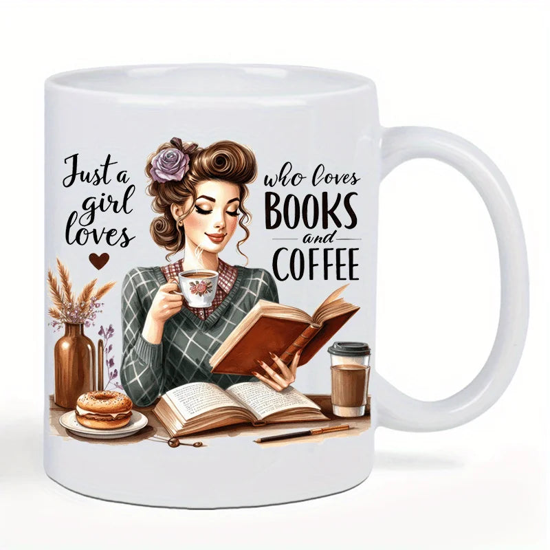 Book Lover Ceramic Coffee Mug Just a Girl Who Loves Books Quote