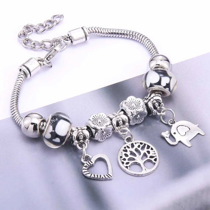 White Butterfly Crown Charm Bracelet – Friendship Gift for Women