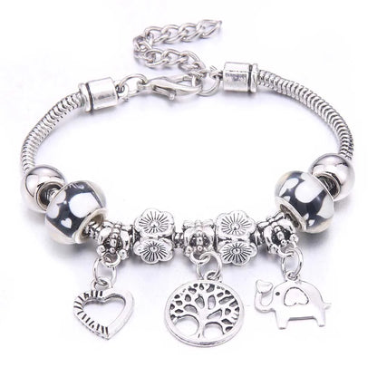 White Butterfly Crown Charm Bracelet – Friendship Gift for Women