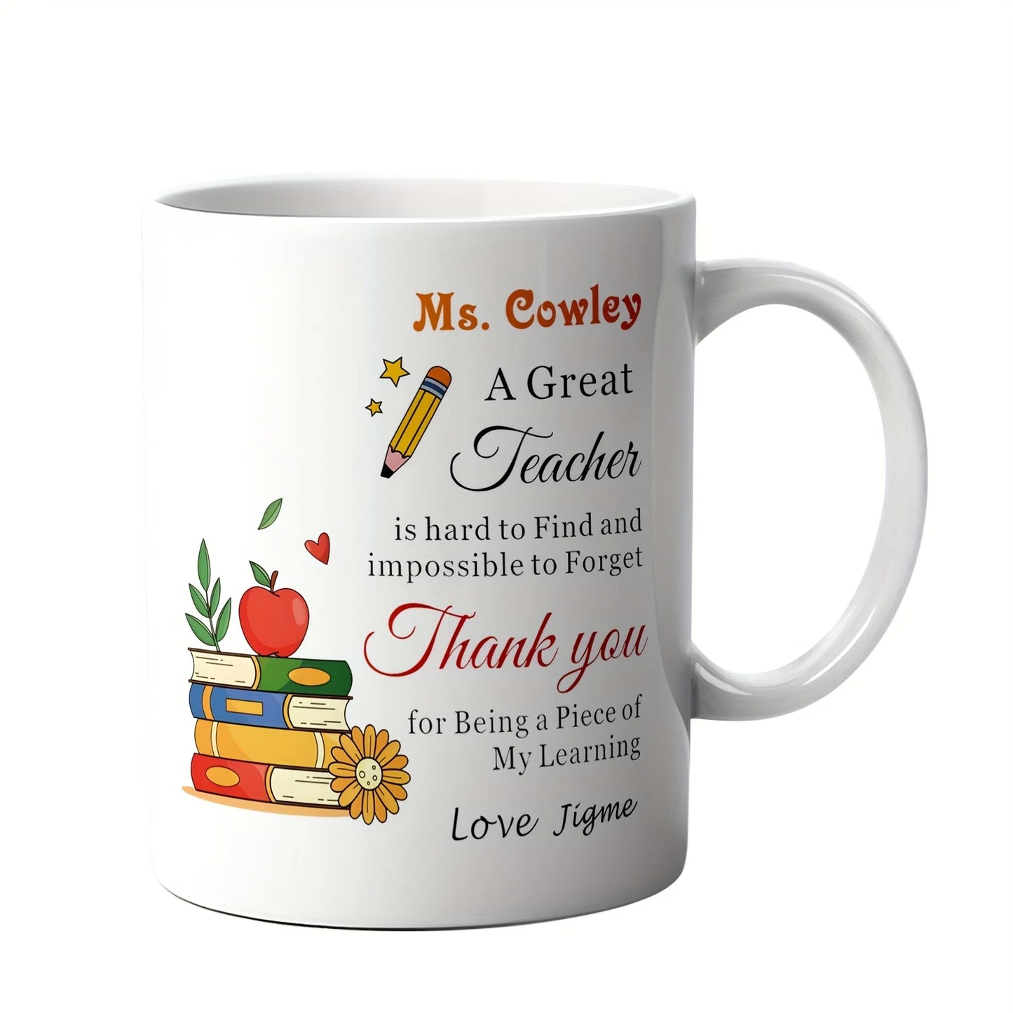 11oz Teacher Appreciation Ceramic Coffee Mug with School Design