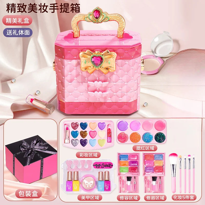 Kids Washable Makeup Kit for Girls – Safe Pretend Play Beauty Set