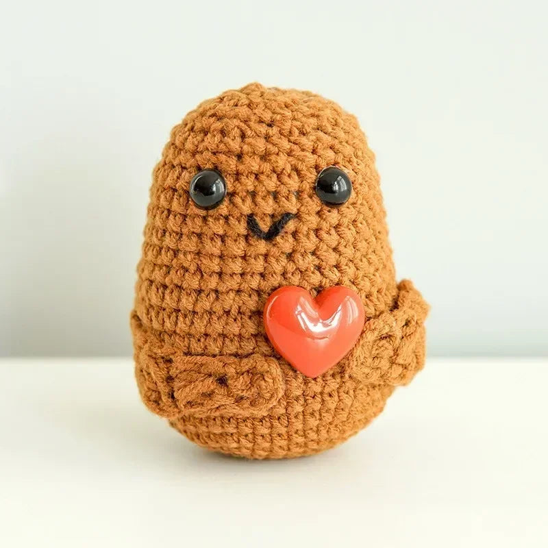 New Positive Energy Potato Hug Pocket Mini Handmade Plush Wool Knitting Doll with Card Funny Christams Gift Home Room Decoration