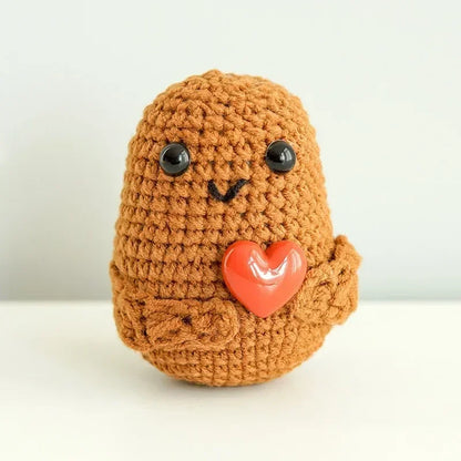 New Positive Energy Potato Hug Pocket Mini Handmade Plush Wool Knitting Doll with Card Funny Christams Gift Home Room Decoration