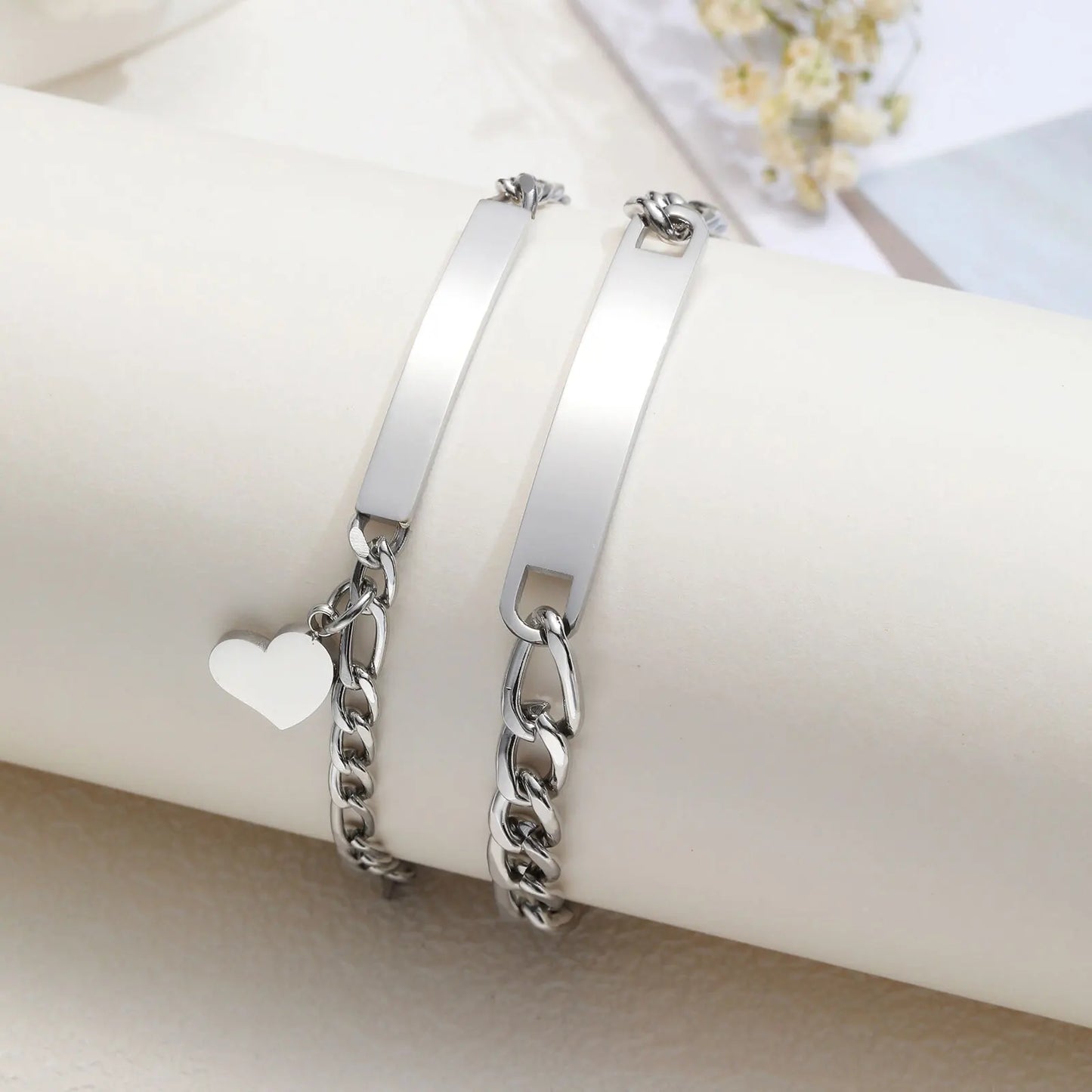 Custom Couple Bracelets – Valentine’s Day Heart Charm Jewelry