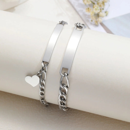 Custom Couple Bracelets – Valentine’s Day Heart Charm Jewelry