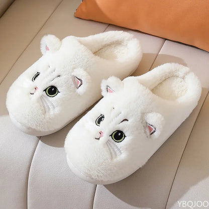 Fluffy Cartoon Kitten Slippers