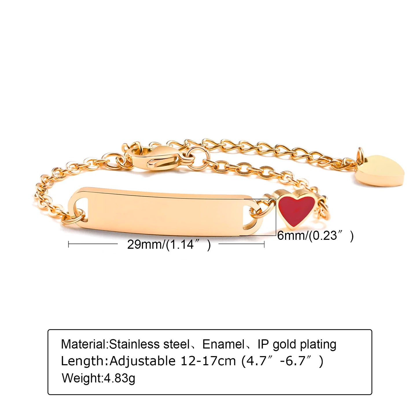 Personalized Baby ID Bracelet – Custom Stainless Steel Heart Chain