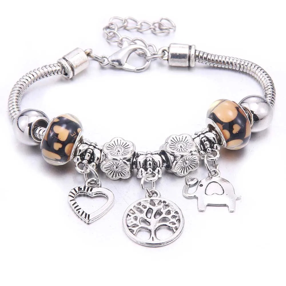 White Butterfly Crown Charm Bracelet – Friendship Gift for Women