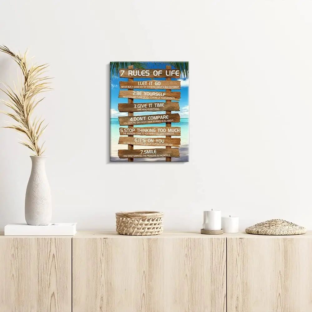 7 Rules of Life Poster - Motivational Canvas Wall Art for Home & Office