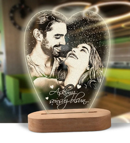 Personalized 3D Heart LED Lamp – Custom Photo Night Light Gift for Couples