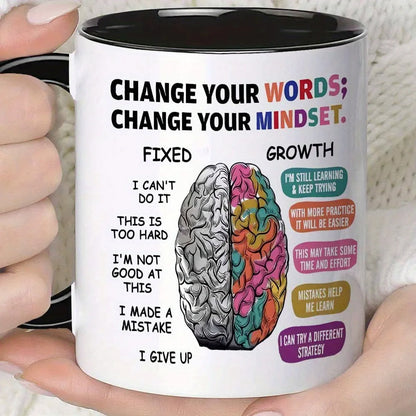11oz Growth Mindset Ceramic Coffee Mug Funny Brain Design Gift