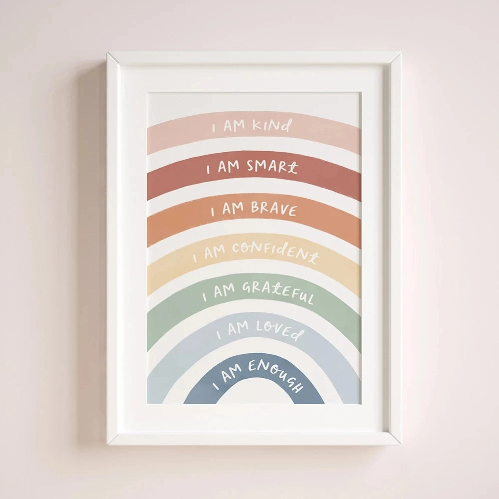 Rainbow Affirmation Poster - Inspirational Canvas Wall Art for Kids