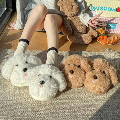 Fluffy Cartoon Fuzzy Slides Women
