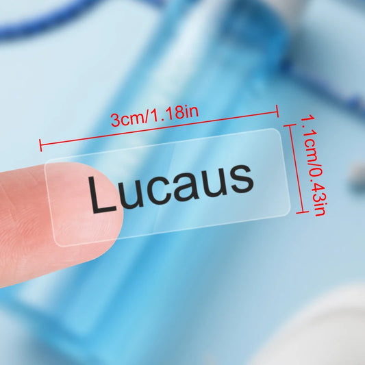 Custom Waterproof Name Labels – Transparent Stickers for Kids & Supplies