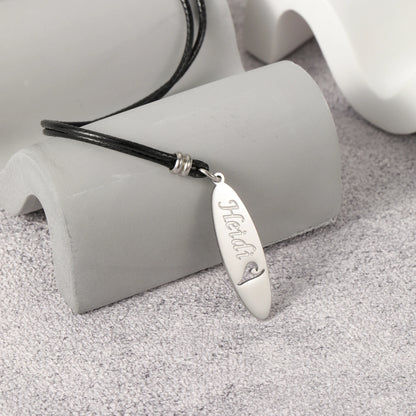 Personalized Surfboard Necklace – Custom Stainless Steel Jewelry Gift for Surfers
