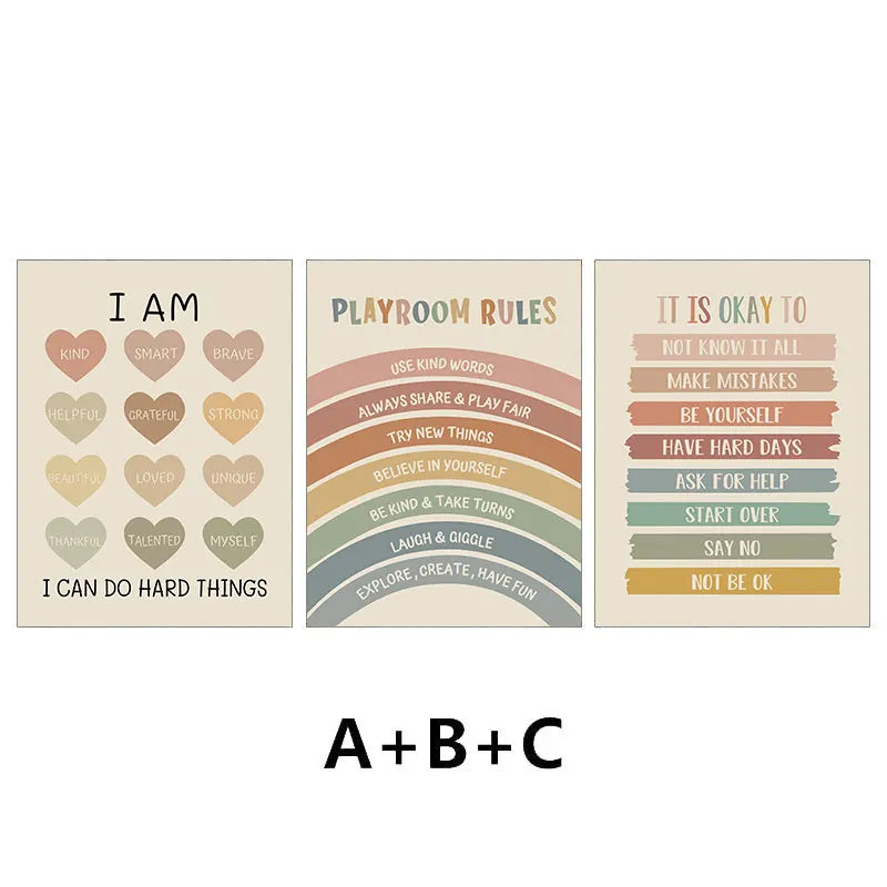 Rainbow Quotes Poster - Inspirational Canvas Wall Art for Kids & Home