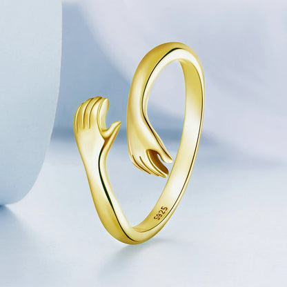 Hug Ring - 925 Sterling Silver Adjustable Open Love Band