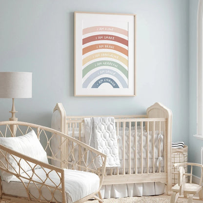 Rainbow Affirmation Poster - Inspirational Canvas Wall Art for Kids