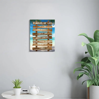 7 Rules of Life Poster - Motivational Canvas Wall Art for Home & Office