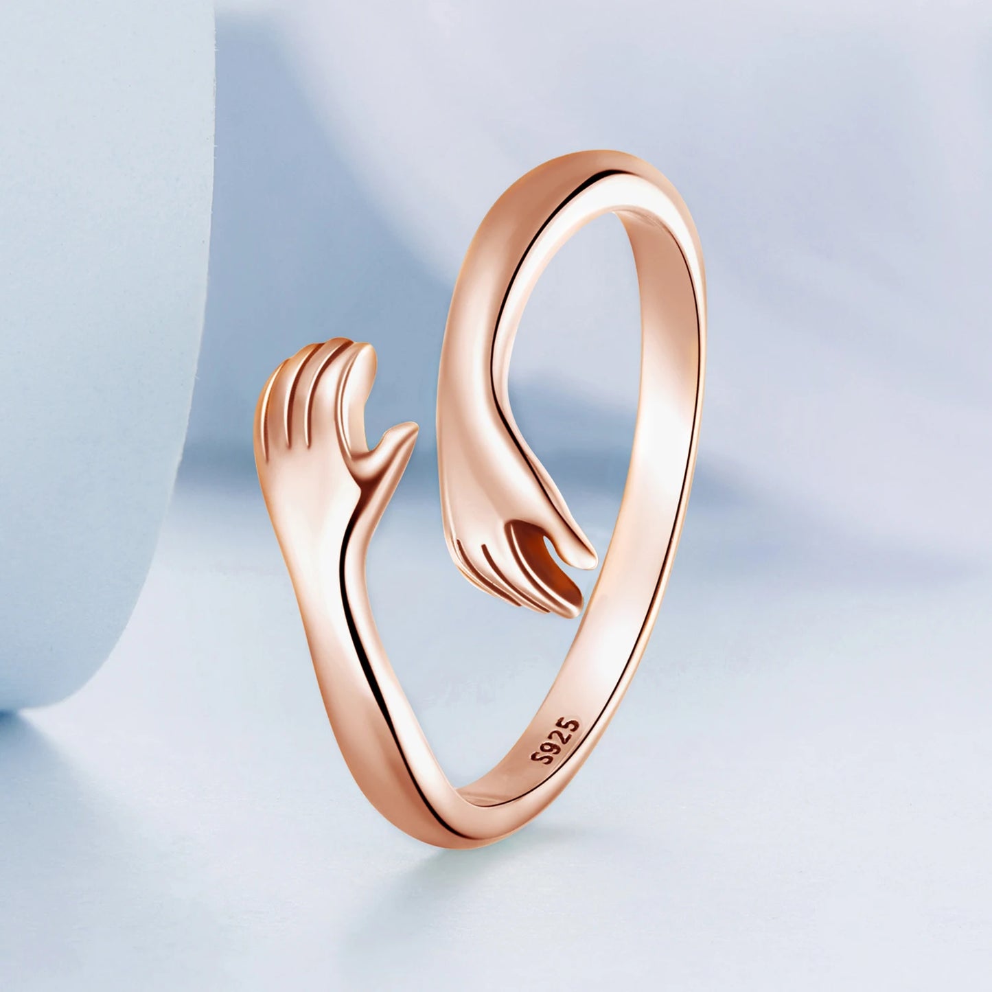 Hug Ring - 925 Sterling Silver Adjustable Open Love Band