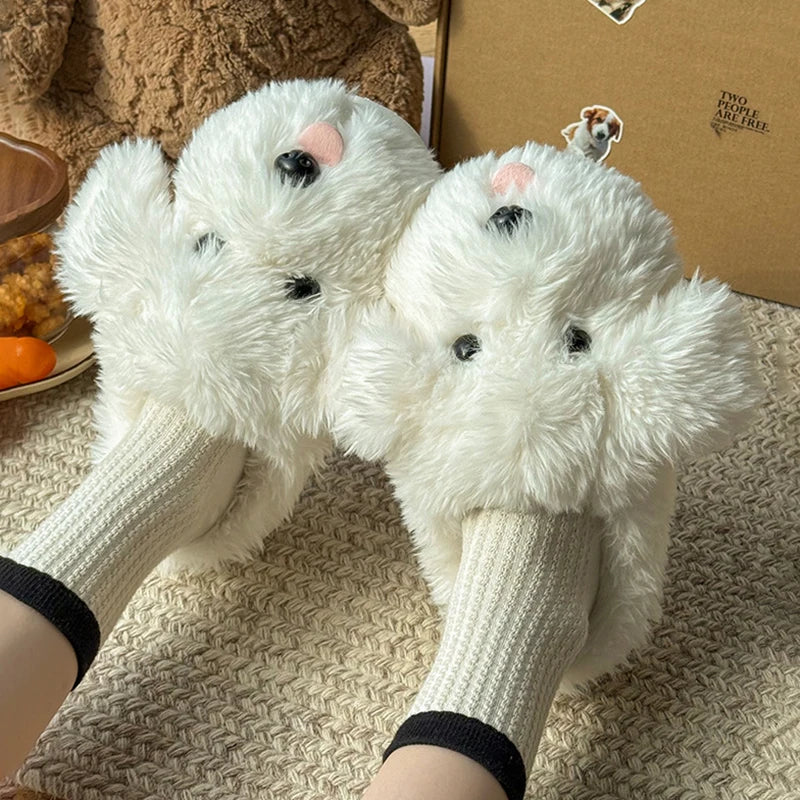 Fluffy Cartoon Fuzzy Slides Women