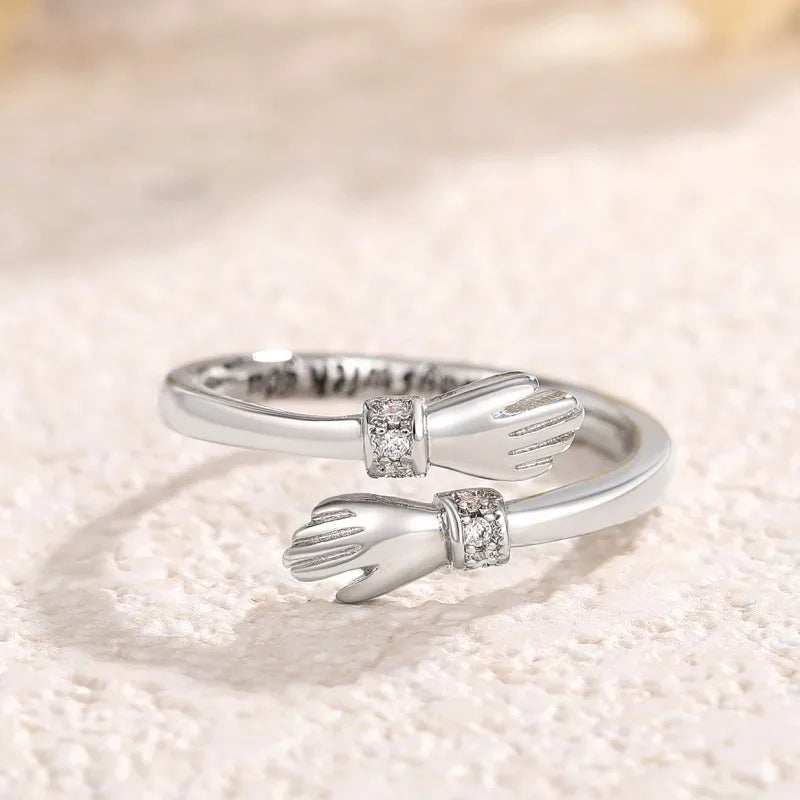 Huitan Hug Ring - Adjustable Fashion Jewelry with Cubic Zirconia