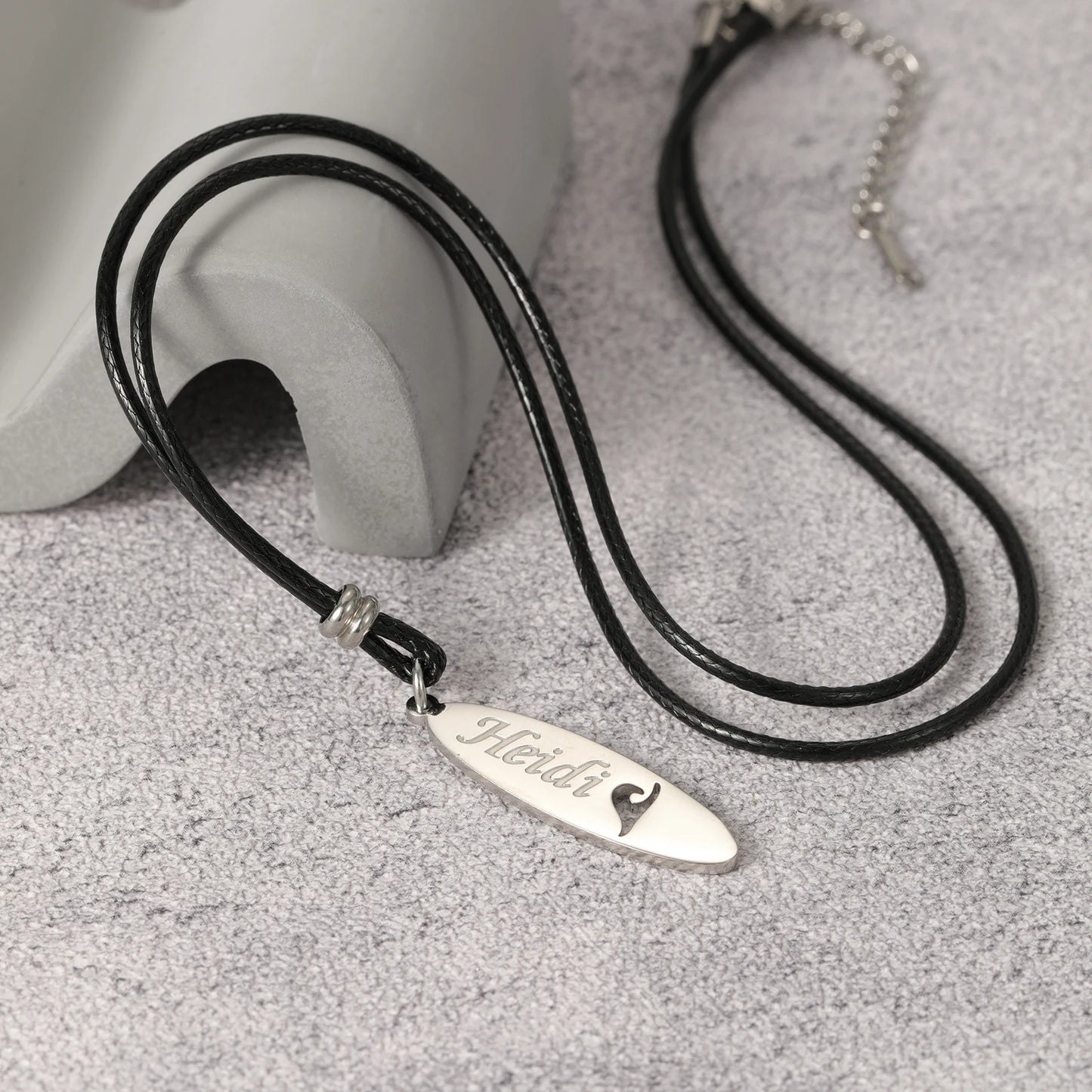 Personalized Surfboard Necklace – Custom Stainless Steel Jewelry Gift for Surfers