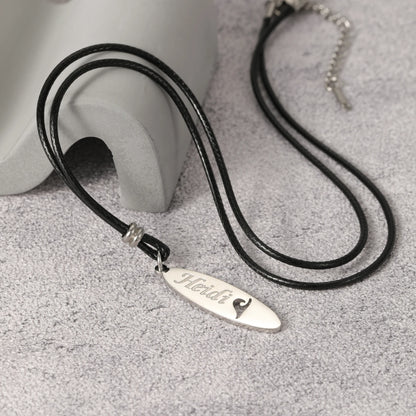 Personalized Surfboard Necklace – Custom Stainless Steel Jewelry Gift for Surfers