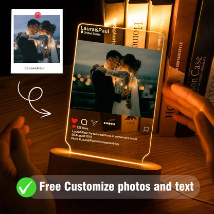 Personalized 3D Heart LED Lamp – Custom Photo Night Light Gift for Couples