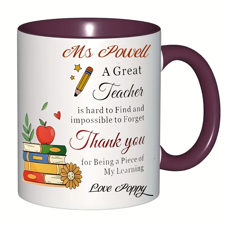 11oz Teacher Appreciation Ceramic Coffee Mug with School Design