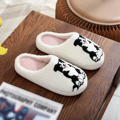 Fuzzy Border Collie Slippers