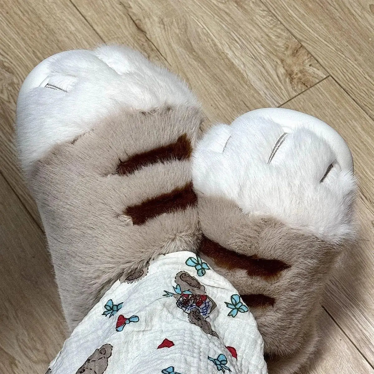 Fuzzy Cat Paw Slides Unisex