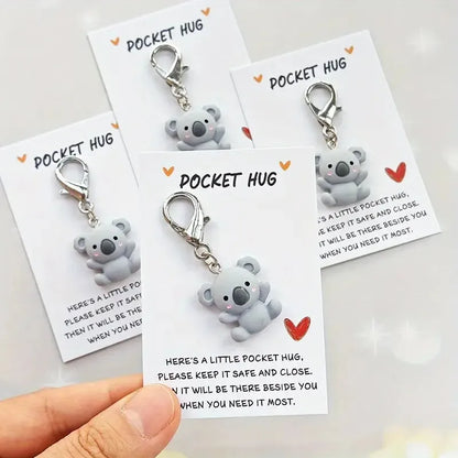 Koala Pocket Hug Keychain – Handmade Resin & Paper Love Gift