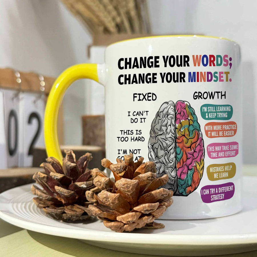 11oz Growth Mindset Ceramic Coffee Mug Funny Brain Design Gift