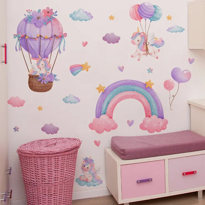 Rainbow Unicorn Wall Decal - Removable PVC Sticker for Kids’ Room