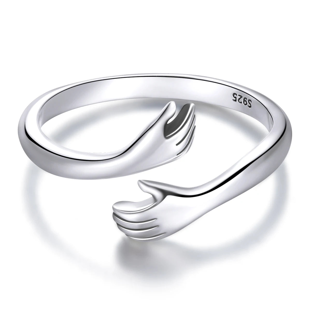 Hug Ring - 925 Sterling Silver Adjustable Open Love Band