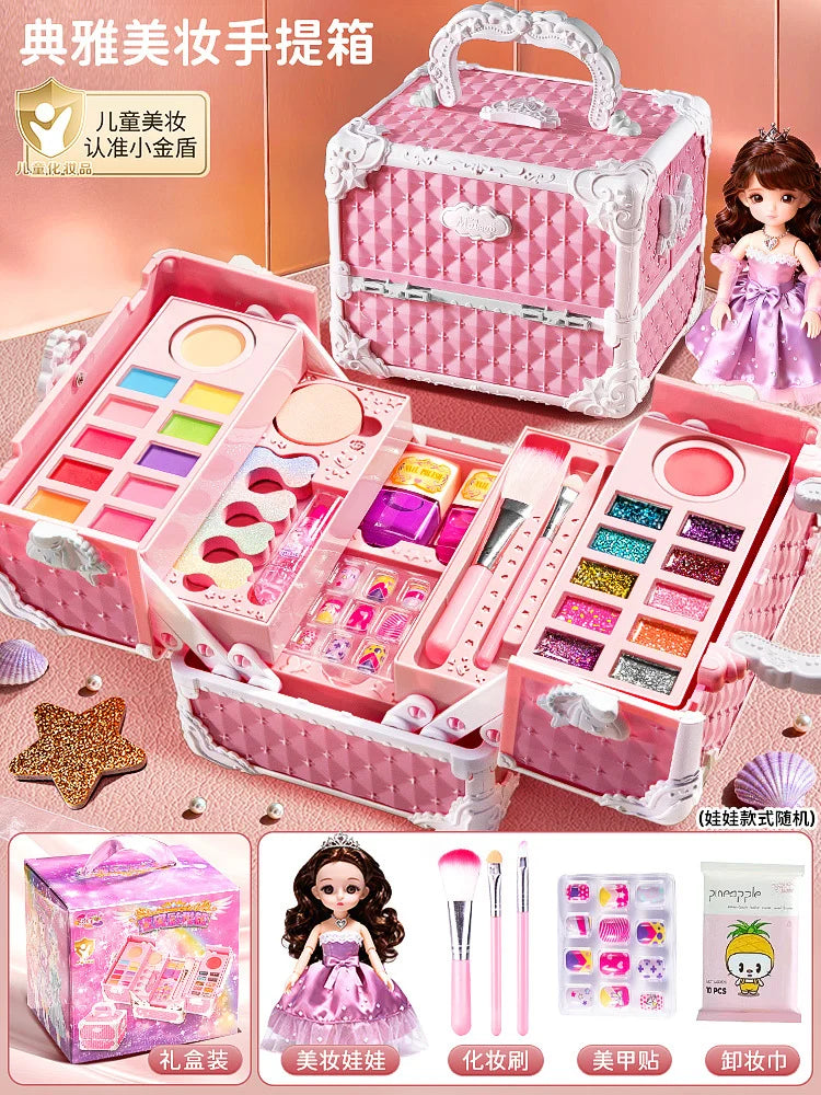 Kids Washable Makeup Kit for Girls – Safe Pretend Play Beauty Set