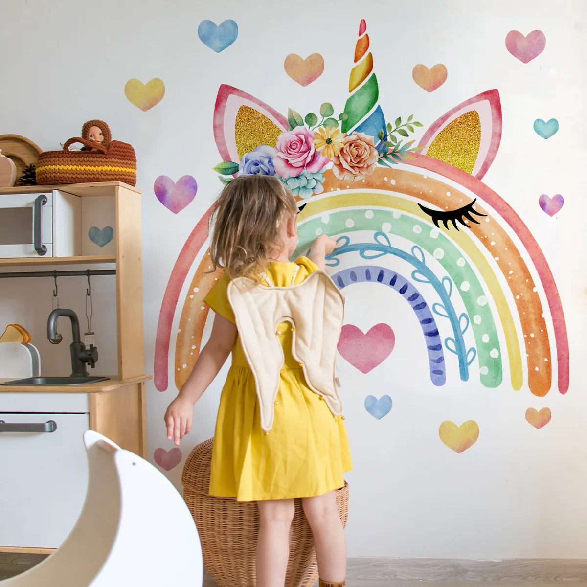 Rainbow Unicorn Wall Sticker - Removable Kids Room Decor Poster