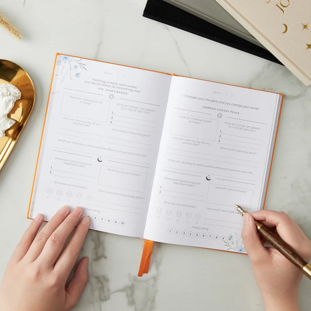 Self-Care Gratitude Journal – A5 Fabric Cover Daily Planner Notebook