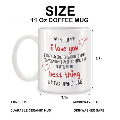 11oz Ceramic Love Coffee Mug Gift for Boyfriend or Girlfriend